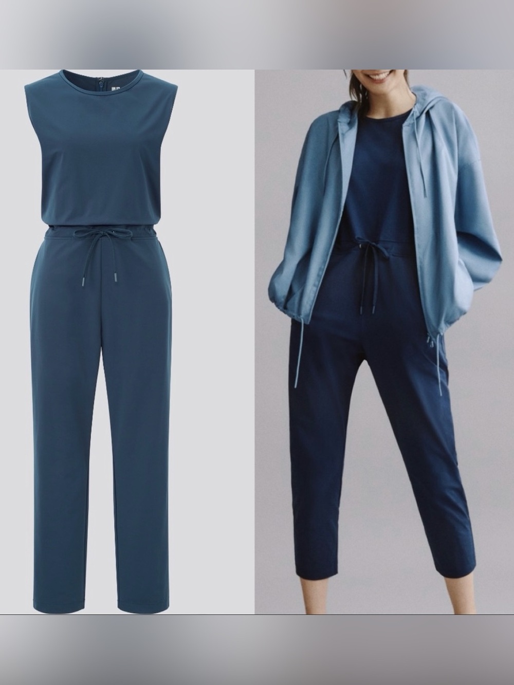 Uniqlo X Theory Collab Ultra Stretch Sleeveless Jumpsuit Size Small BLUE NWT
